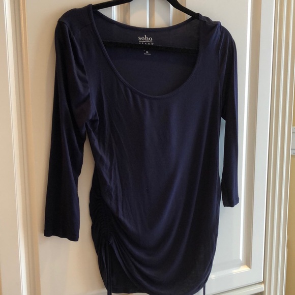 🦋Soho Soft tee scrunched tied sides, rounded hem lightweight long sleeved top - Picture 6 of 8